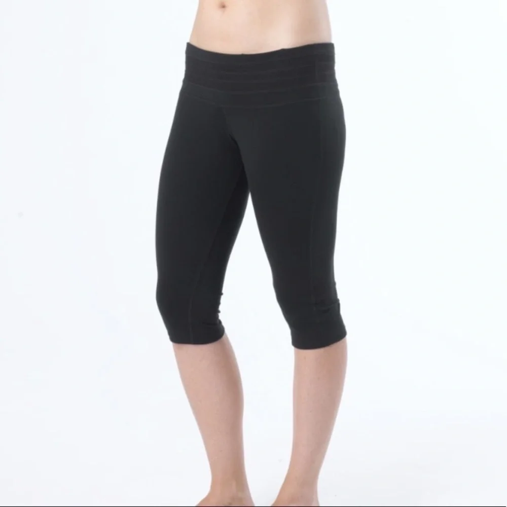 Prana Olympia Knicker Yoga Leggings Cropped Black - Picture 1 of 11